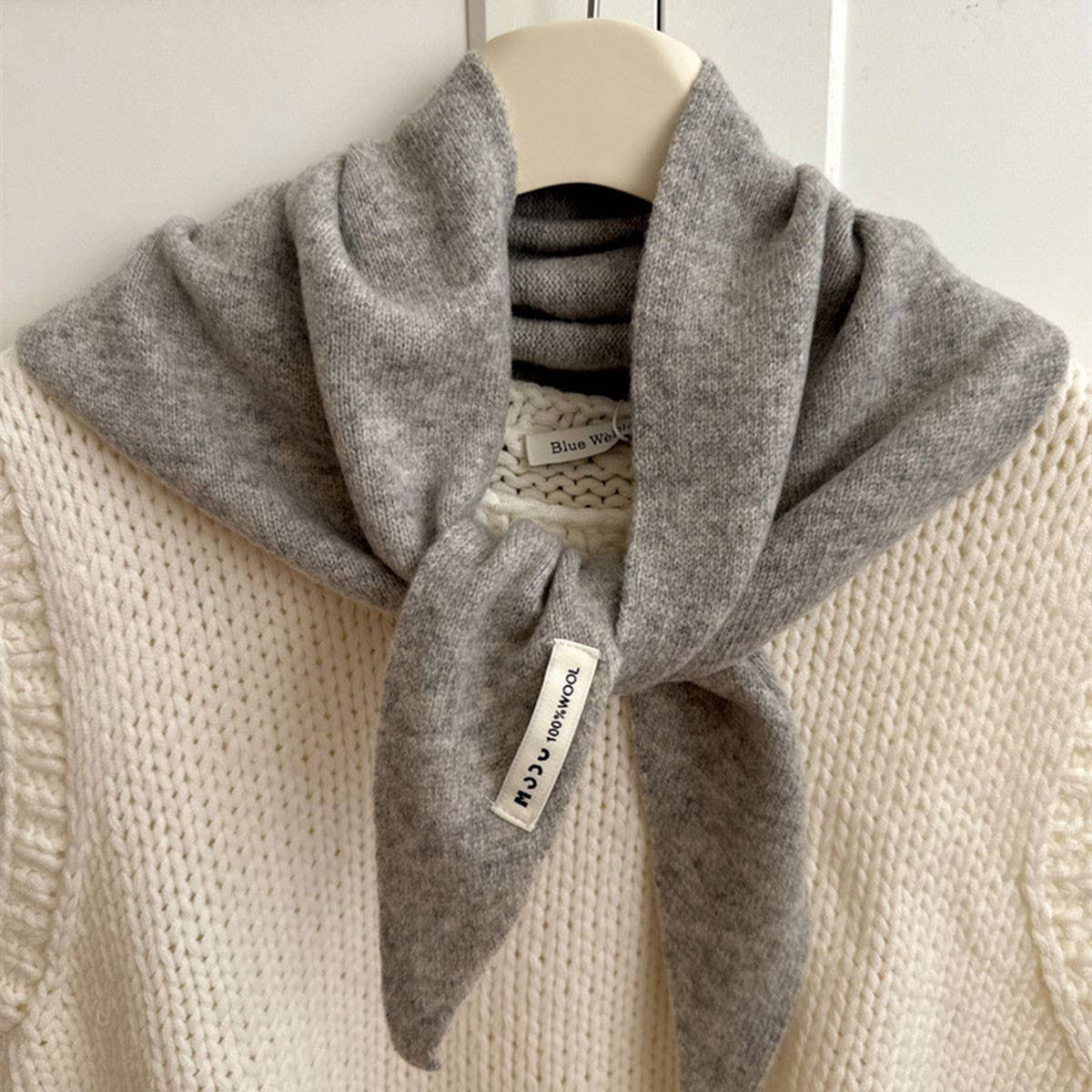 Wool Knit Triangle Scarf