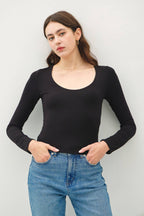 Basic Long Sleeve Scoop Neck Top