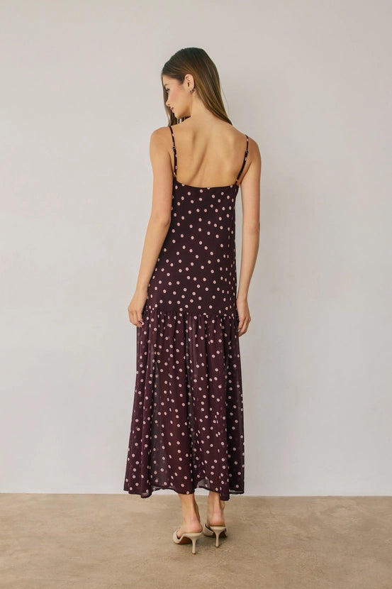 Polka Dot Drop Waist Maxi Dress