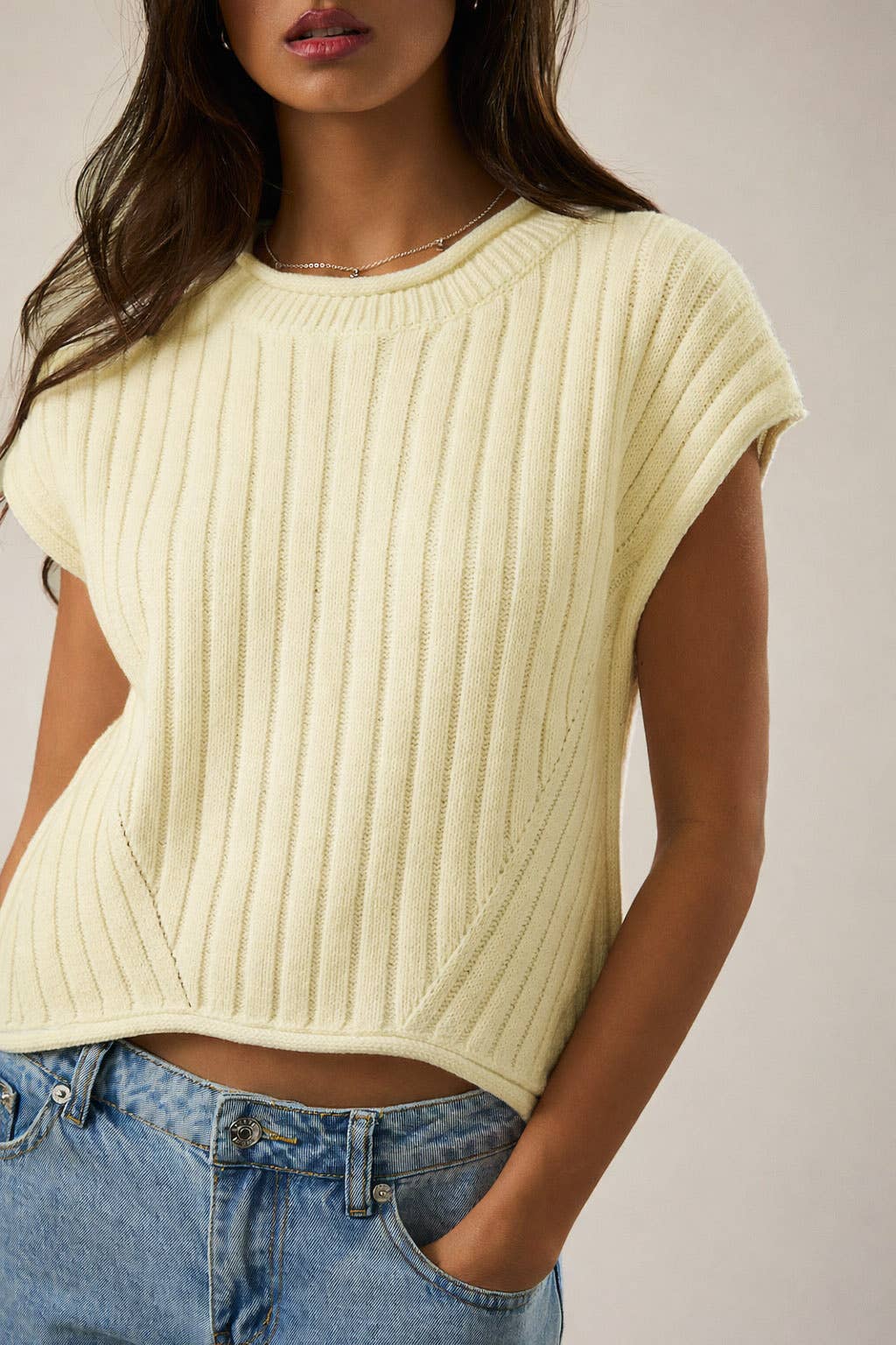 Round Neck Extended Sleeve Sweater Top