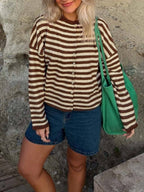 Roll Neck Striped Cardigan