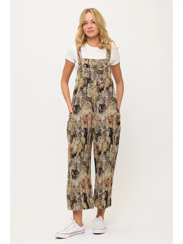 Cat Collage Print Overalls