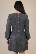 Load image into Gallery viewer, Mineral Washed Denim Seam Detail Mini Dress