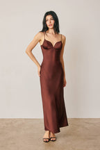 Satin Cup Detail Maxi Dress