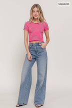 Seamless Stripe Ribbed Top