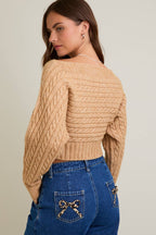 Off-Shoulder Button Sweater