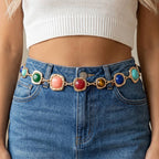 Gemstone Cabochon Station Chain Belt