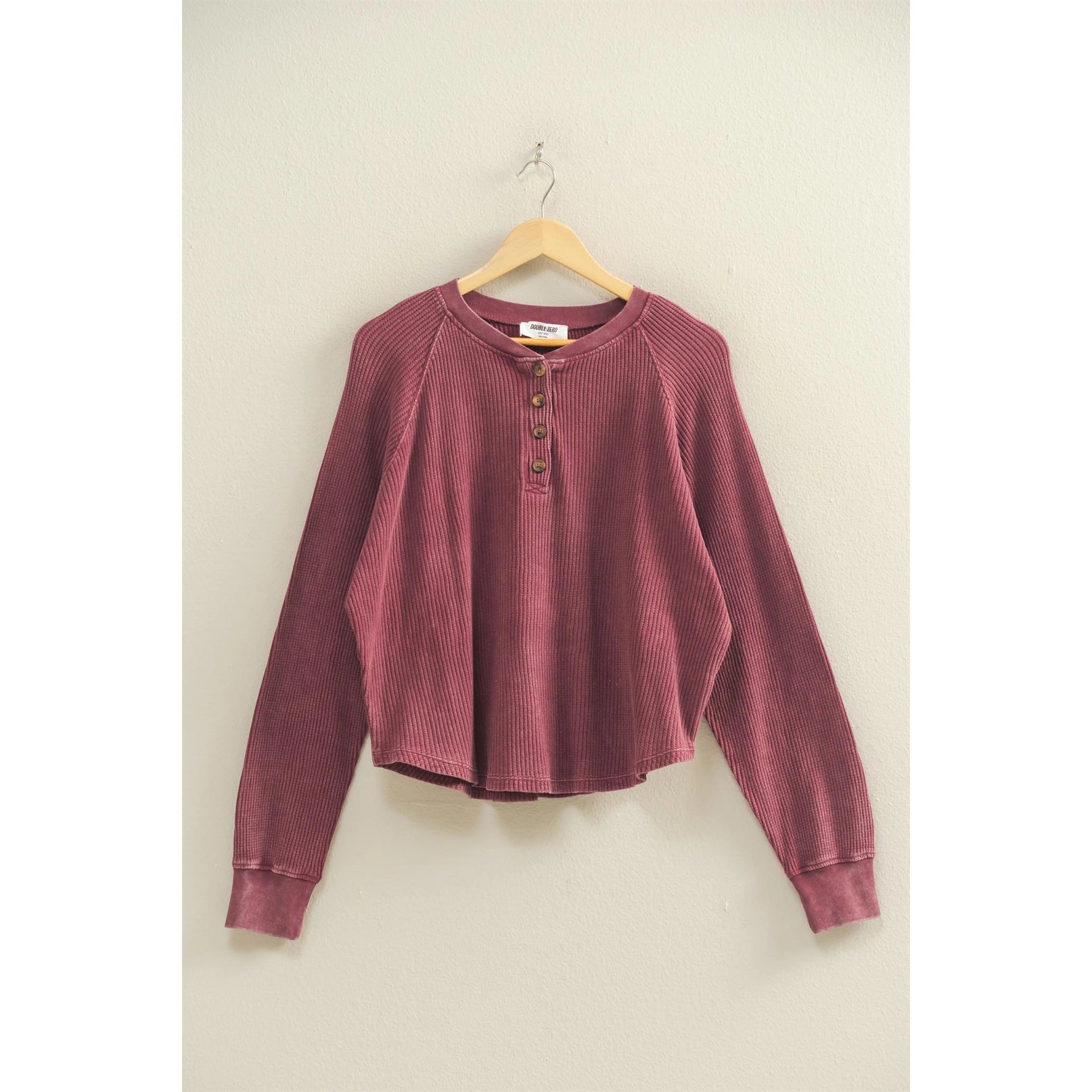 Cherry Waffle Henley Top
