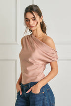 Satin Asymmetrical One Shoulder Top