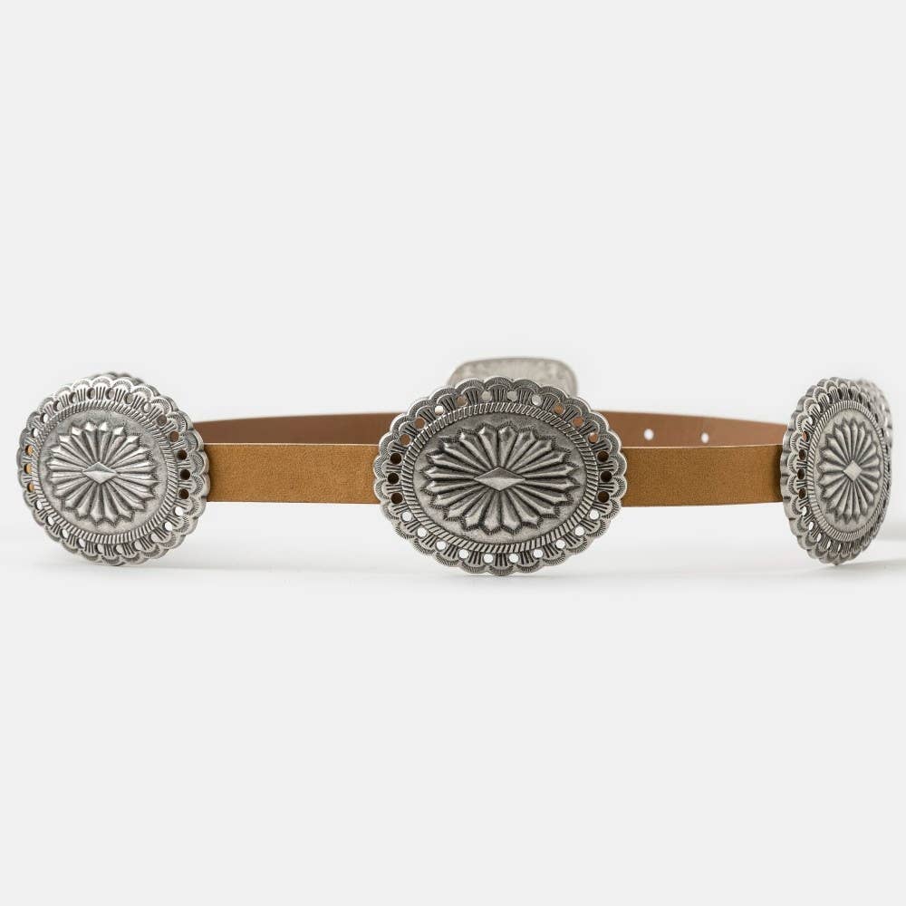 Western Concho Disc Decor Buckle Belt