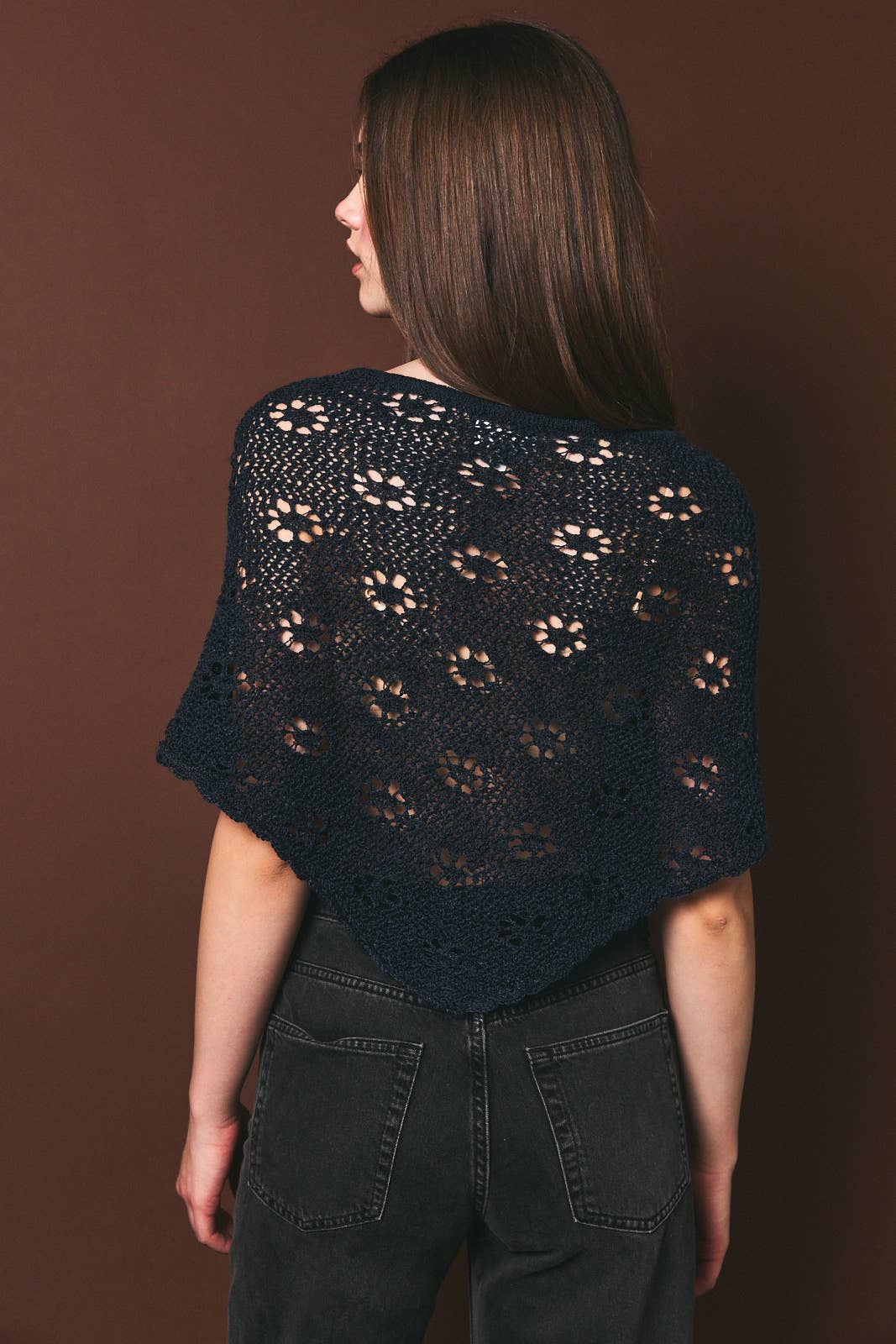 Openwork Detail Sweater Poncho