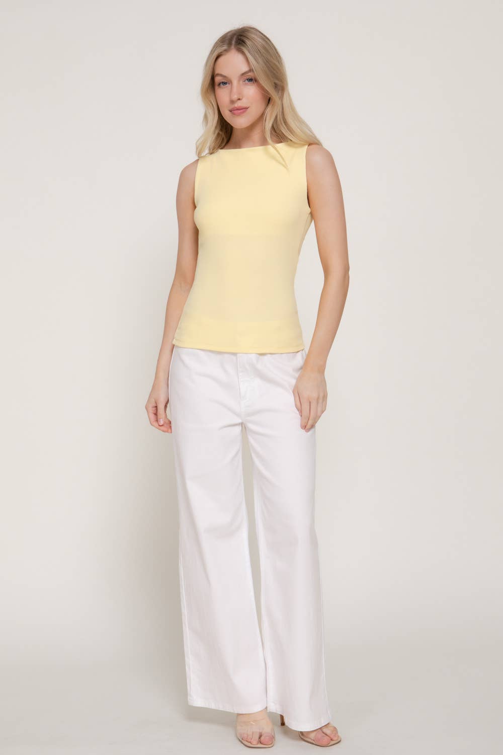 Boat Neck Ribbed Knit Tank