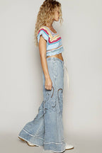 Lightweight Cutout Wide Leg Jeans