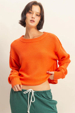 Orange Exposed Seams Sweater