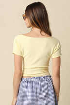 Angela Boat Neck Cinched Tee