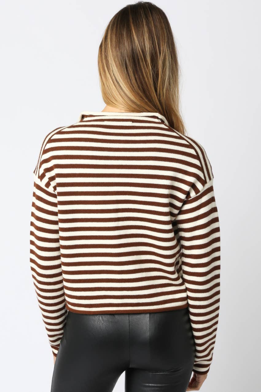 Elina Striped Collar Knit Top