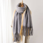 Loopy Yarn Ombre Scarf with Soft Tassels