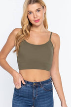 Round Neck Removable Bra Cup Twisted Back Cami Top
