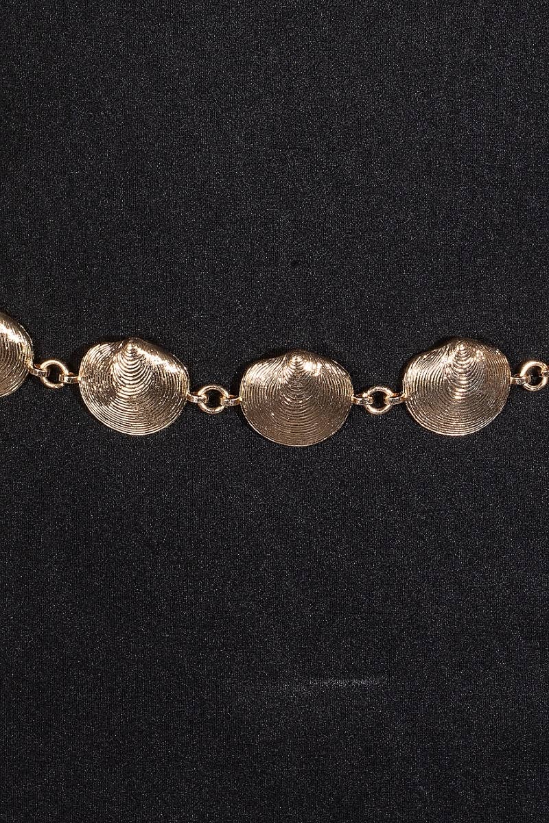 Metallic Clam Shell Chain Belt