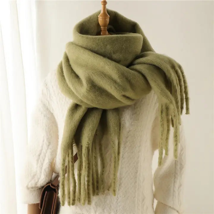 Solid Tassel Scarf