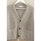 Gray Oversized Ribbed Cardigan