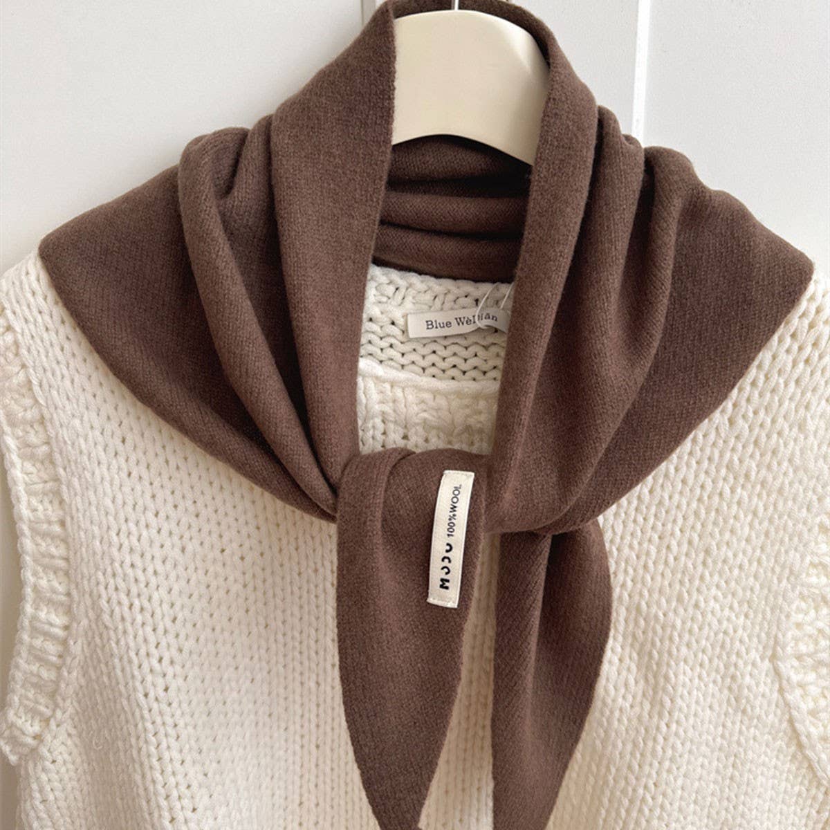 Wool Knit Triangle Scarf