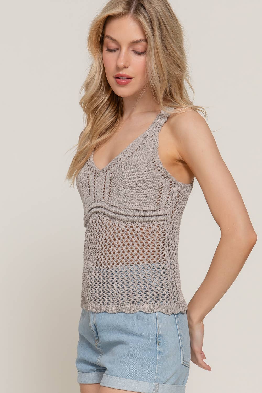 V-Neck Crochet Tank