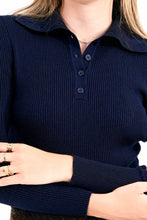 Load image into Gallery viewer, Navy Knit Polo Neck Sweater