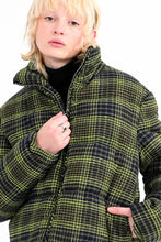 Load image into Gallery viewer, Lime Tartan Puffer Jacket