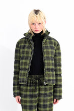 Load image into Gallery viewer, Lime Tartan Puffer Jacket