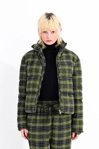 Lime Tartan Puffer Jacket