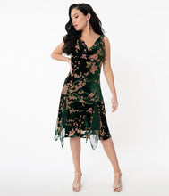 Load image into Gallery viewer, Green Floral Hemingway Flapper Dress