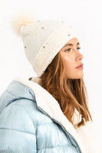 Load image into Gallery viewer, Jeweled Pom Pom Beanie