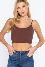 Round Neck Removable Bra Cup Twisted Back Cami Top
