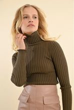 Load image into Gallery viewer, Ribbed Knit Khaki Turtleneck