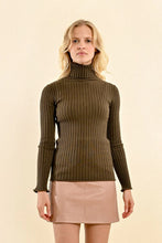Load image into Gallery viewer, Ribbed Knit Khaki Turtleneck