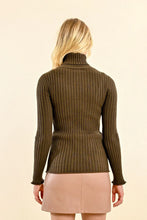 Load image into Gallery viewer, Ribbed Knit Khaki Turtleneck