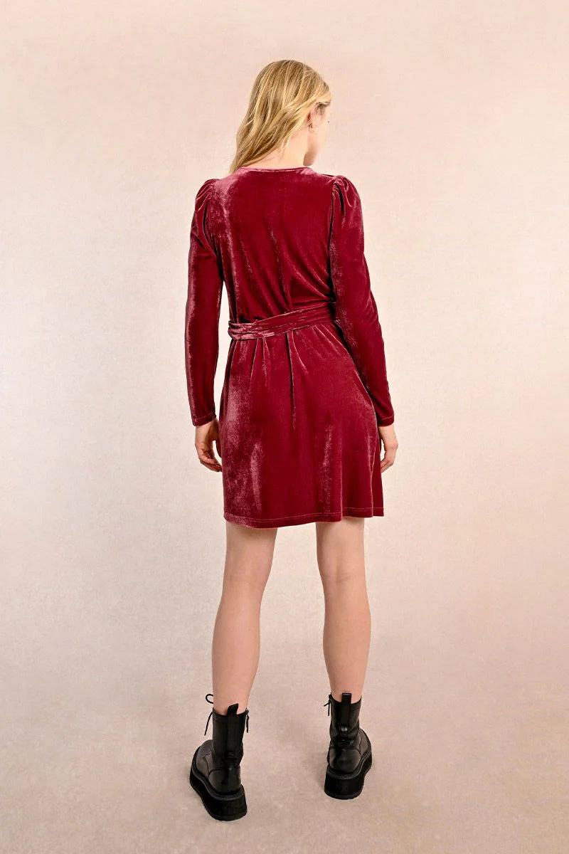 Pink Velvet Wrap Dress