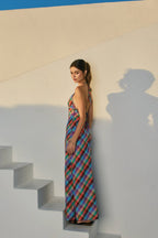 Vibrant Vines Triangle Top Halter Maxi Dress