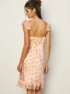 Rosewater Reverie Contrast Fabric Mini Dress
