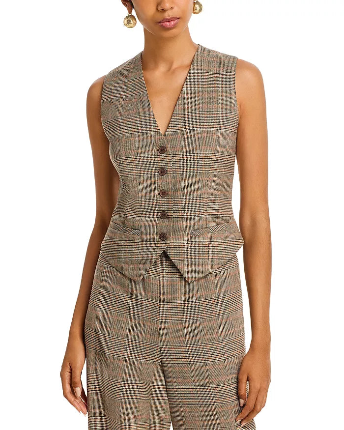 Brown Plaid Barrett Vest