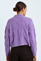 Cable Knit Mock-neck Sweater