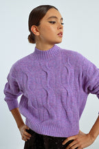 Cable Knit Mock-neck Sweater