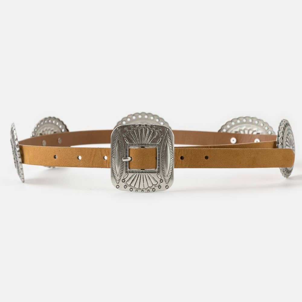 Western Concho Disc Decor Buckle Belt