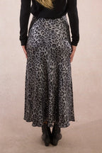 Leopard Gray Satin Skirt