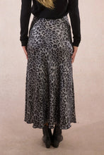 Load image into Gallery viewer, Leopard Gray Satin Skirt