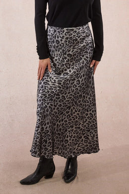 Leopard Gray Satin Skirt