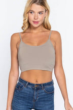 Round Neck Removable Bra Cup Twisted Back Cami Top