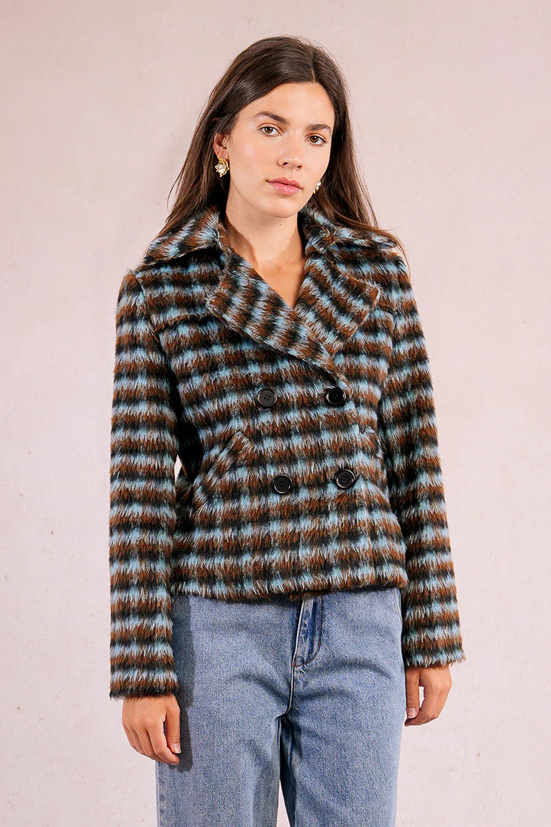 Textured Plaid Coat