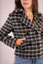Textured Plaid Coat